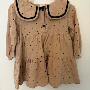 H&M Black and Tan Buttoned Sundress with Puff Sleeves